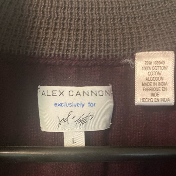 Alex Cannon Mens sweater large 1/4 Zip Burgundy Long Sleeve 100%cotton - Picture 2 of 4